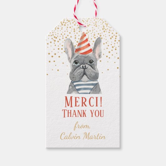 Étiquettes-cadeau French Bulldog Avec Casquette De Parti Balises Cad (Devant)
