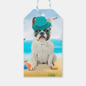 Étiquettes-cadeau French Bulldog sur la plage (Dos)