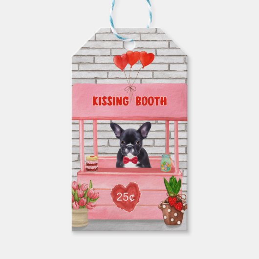 Étiquettes-cadeau French Bulldog Valentine's Day Kissing Booth (Devant)