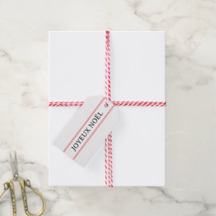 Étiquettes-cadeau French Joyeux Noël Red Stripe Noël