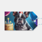 Étiquettes-cadeau Frenchie Birthday Bash : Un mignon Bulldog françai (Devant (Horizontal))
