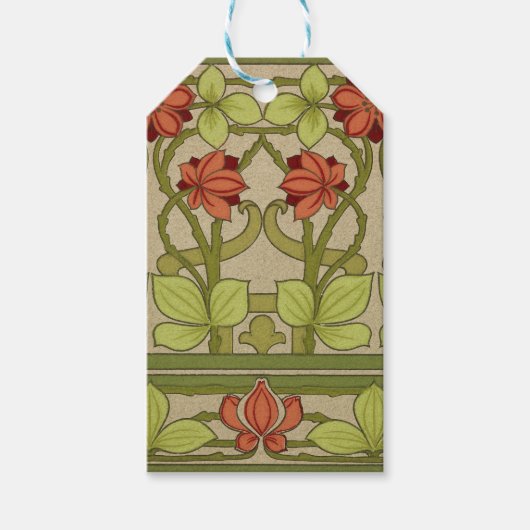 Étiquettes-cadeau Frieze Bordure Art Nouveau Floral (Devant)