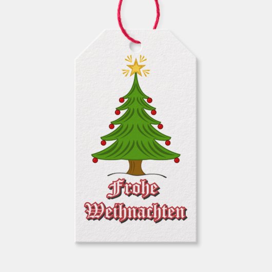 Étiquettes-cadeau Frohe Weihnachten avec arbre (Devant)