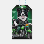 Étiquettes-cadeau Frontière Collie Chien Conduite Vélo St. Patrick's (Dos)