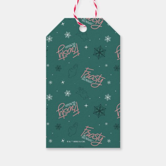 Étiquettes-cadeau Frosty Snowman Green Snowflake Motif (Devant)