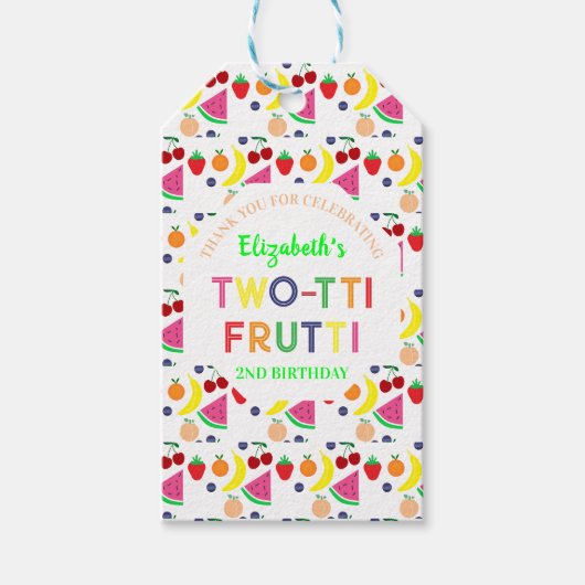 Étiquettes-cadeau Fruit Deux-tti Frutti 2e anniversaire (Devant)