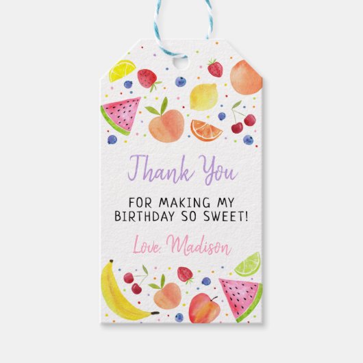 Étiquettes-cadeau Fruits à deux tti Deuxième anniversaire (Devant)