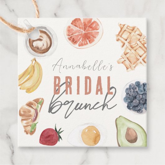 Étiquettes Cadeau Fruits de café gaufre Aquarelle Brunch nuptial (Devant)