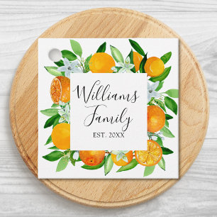 Étiquettes Cadeau Fruits et fleurs orange Floral botanique d'été