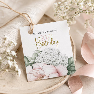 Étiquettes Cadeau Fuchsia Pivoine Florale 30e Anniversaire