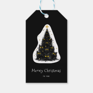 Étiquettes-cadeau Fun chat noir Meowy sapin de Noël