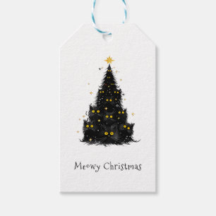 Étiquettes-cadeau Fun chat noir Meowy sapin de Noël