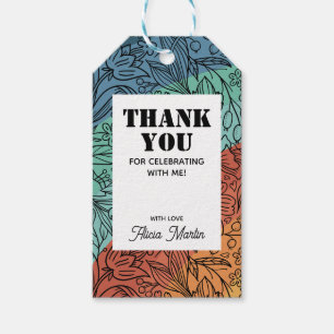 Étiquettes-cadeau Fun coloré rétro Super arc-en-ciel Floral Merci