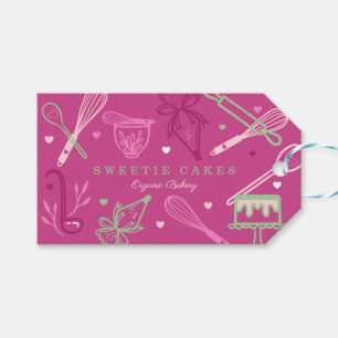 Étiquettes-cadeau Fun Colorful Baking & Cuisine Ustensile rose