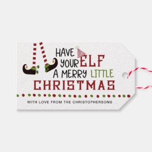 Étiquettes-cadeau Fun Elf Legs Joyeux Petit Noël