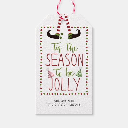 Étiquettes-cadeau Fun Elf Legs SAISON POUR ÊTRE JOLLY (Devant)