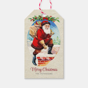 Étiquettes-cadeau Fun Festif Vintage Victorian Père Noël Cadfts