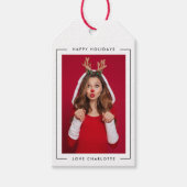 Étiquettes-cadeau Fun Noël | Frontière moderne Jouer mignon photo (Devant)