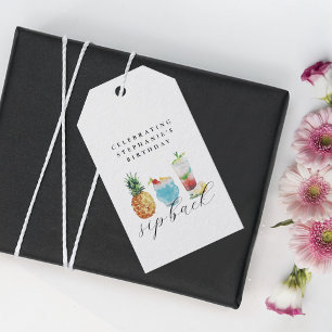 Étiquettes-cadeau Fun Sip Back Watercolor Cocktails Anniversaire