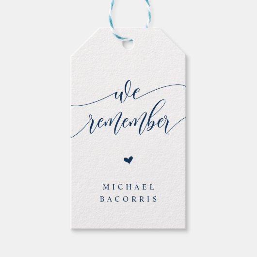 Étiquettes-cadeau Funérailles, Bougie, Calligraphie moderne, Bleu de (Devant)