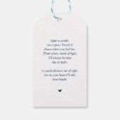 Étiquettes-cadeau Funérailles, Bougie, Calligraphie moderne, Bleu de (Dos)