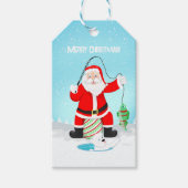 Étiquettes-cadeau Funky Père Noël Pêche Sur Glace Avec Ours Polaire (Devant)