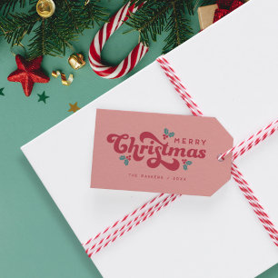 Étiquettes-cadeau Funky Retro les années 70 Holly Jolly Christmas
