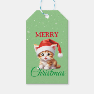 Étiquettes-cadeau Funny animaux Safari Chat Père Noël Costume de Noë
