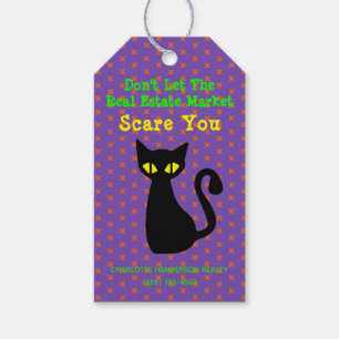 Étiquettes-cadeau Funny Black Cat Immobilier Halloween Tags cadeaux