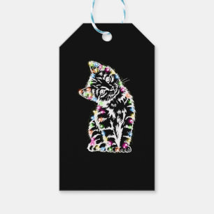 Étiquettes-cadeau Funny Chat Feux de Noël Amoureux des chats Chat No