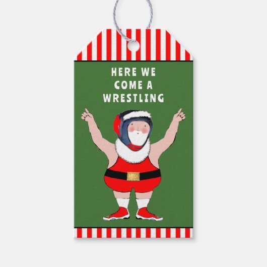 Étiquettes-cadeau Funny Christmas Wrestler Holiday Wrestler (Devant)