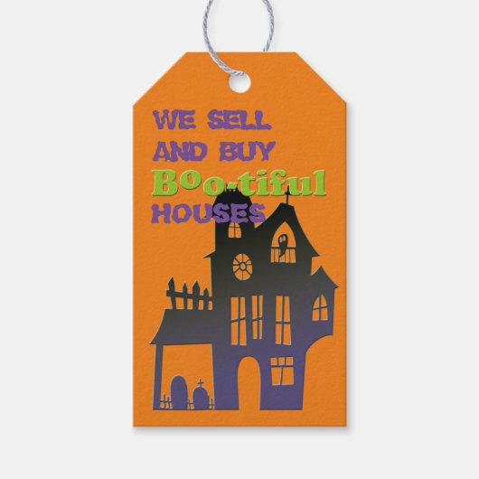 Étiquettes-cadeau Funny Halloween Maison hantée Immobilier (Devant)