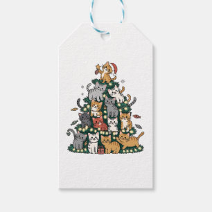 Étiquettes-cadeau Funny Kitten Christmas Tree Chat Animal de compagn