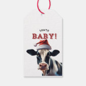 Étiquettes-cadeau Funny Père Noël bébé Noël Holstein vache (Dos)