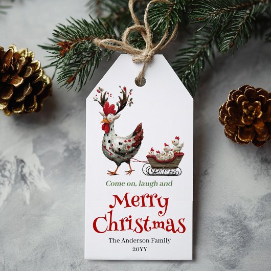 Étiquettes-cadeau Funny Quirky Chickens Holiday Tag Personalized