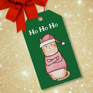 Étiquettes-cadeau Funny Sarcastic Orange Chat Noël