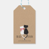 Étiquettes-cadeau Funny Tails Chat Couple Monogram Mariage (Dos)