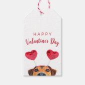 Étiquettes-cadeau Funny Valentine's Day mignon Chien Coeur Headband (Devant)
