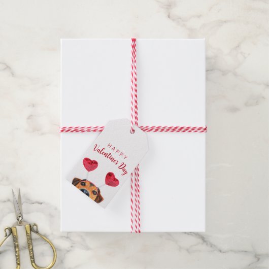 Étiquettes-cadeau Funny Valentine's Day mignon Chien Coeur Headband (Avec de la ficelle)