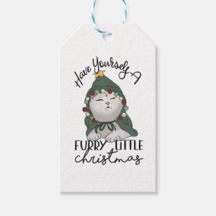 Étiquettes-cadeau Furie Petit Noël mignonne Chat Robe de Noël