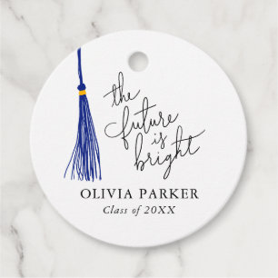 Étiquettes Cadeau Futur est Bright Blue Tassel Grad Party