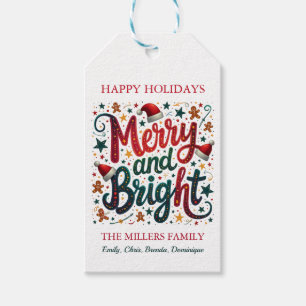 Étiquettes-cadeau Gai et Lumineux Typographie Rétro Colorée et Festi
