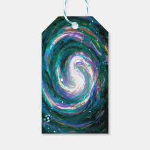 Étiquettes-cadeau Galaxie d'émeraude et de violet