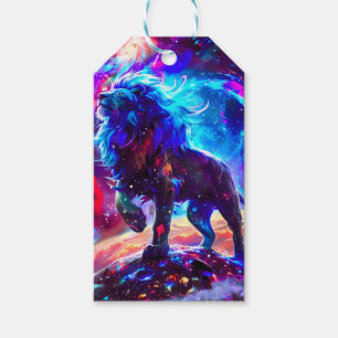 Étiquettes-cadeau Galaxy Lion Blue