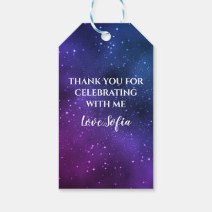 Étiquettes-cadeau Galaxy Universe Purple Merci Anniversaire Favorise