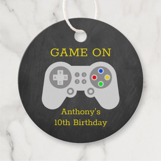 Étiquettes Cadeau Gamer moderne N'importe quel âge fête d'anniversai (Devant)