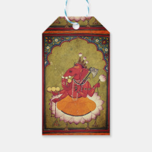 Étiquettes-cadeau Ganesha sur le point de jeter son lotus