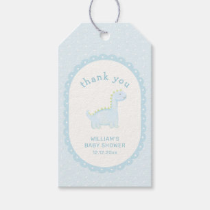 Étiquettes-cadeau Garçon Bleu Pastel Fête Préhistorique de Bébé Dino