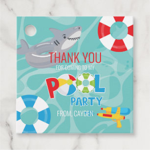 Étiquettes Cadeau Garçon Fête d'anniversaire piscine requin merci
