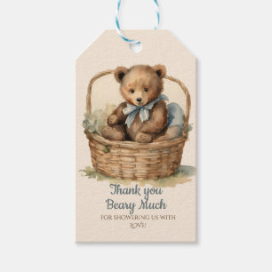 Étiquettes-cadeau Garçon Ourson Bébé Baby Shower Merci Beary Much